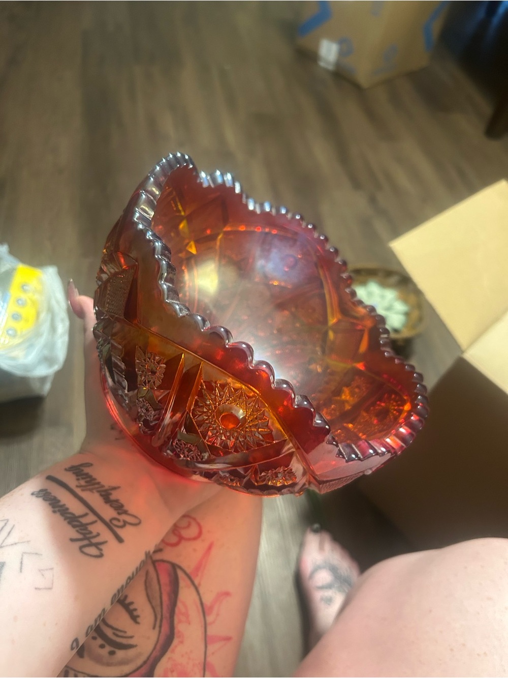 Vintage Red Carnival Glass Bowl
- Elegant Home Accent